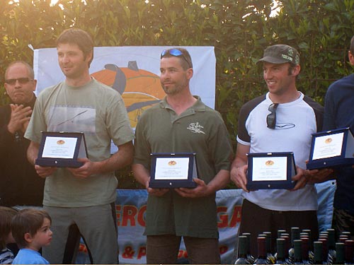Italian HG Nationals Podium. Podium: Elio 1st centre, Christian 3rd left, Alex 2nd right