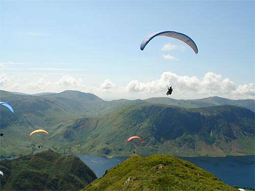 Paragliders enjoying the UK's beautiful Lake District