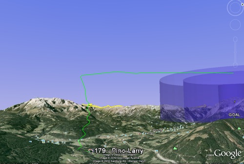 Larry Pino goes for a ride at the 2010 European Paragliding Championships - tracked in real-time on Google Earth