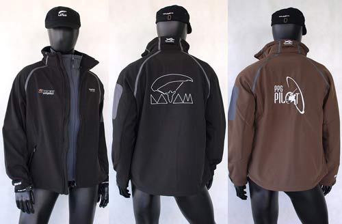 Dudek's softshell jacket is made by outdoor clothing company Regatta, and available in two colours with paraglider or paramotor motif on the back