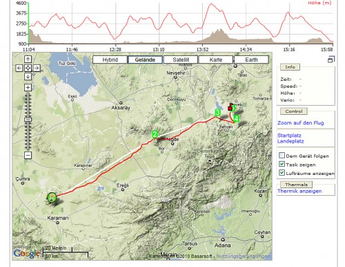 Burkhard Martens' tracklog from his 242 km paraglider flight Burkhard Martens' tracklog from his 242 km paraglider flight
