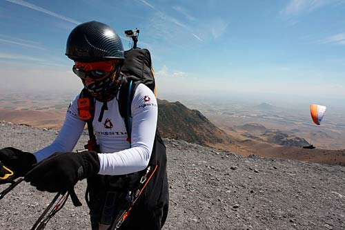 On launch, XCTurkey. Photo: Olivier Laugero Mads prepares to launch