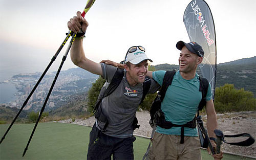 Celebrating winning the 2009 edition of the Red Bull X-Alps: Chrigel maurer and Thomas Theurillat Celebrating winning the 2009 edition of the Red Bull X-Alps: Chrigel maurer and Thomas Theurillat