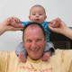 Back home with the family: Mark and his son Zac