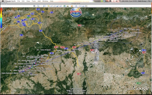 The 154km route at the first task of the Paragliding World Championships 2011