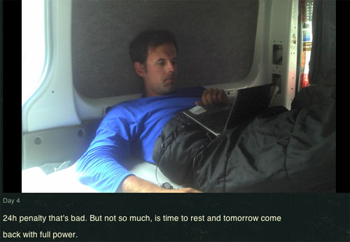 Nuno Virgilio gets some rest during his 24-hour time penalty. Photo: Red Bull X-Alps
