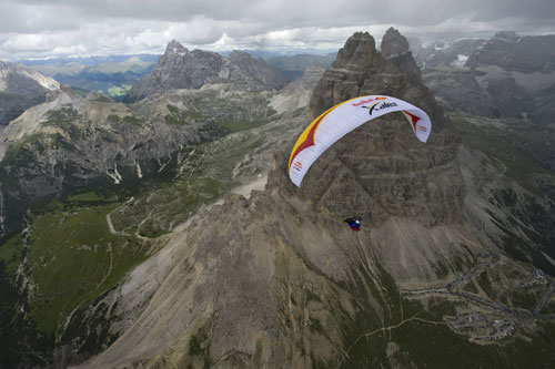 A pilot near the Tri Ceme, Italy, 22 July 2011. Photo: Red Bull X-Alps A pilot near the Tri Ceme, Italy, 22 July 2011. Photo: Red Bull X-Alps