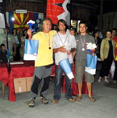 Men's podium of the Krusevo Open 2011: Borut Hafner, Urban Valic and Marko Norah