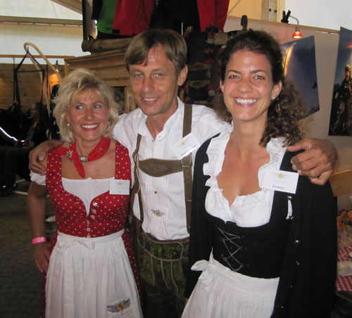 The Icaro Paragliders stand is brilliant – they are turned out in national dress. 'The theme is Bavaria,' they told us The Icaro Paragliders stand is brilliant – they are turned out in national dress. 'The theme is Bavaria,' they told us