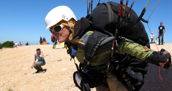 Launching from Ager during a previous Women's Paragliding Open. Photo: WPO