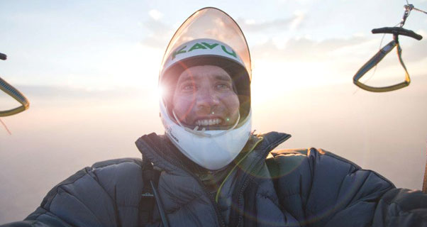 Nick Greece crosses the 200 mile mark as the sun sets. Photo: Nick Greece