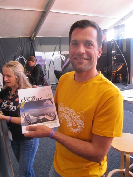 Greg Blondeau holds the latest copy of Cross Country - it's his photo on the cover. He spent four hours on the top of Mont Blanc before taking off and flying down around 6pm, when he took the cover photo. Greg Blondeau holds the latest copy of Cross Country - it's his photo on the cover. He spent four hours on the top of Mont Blanc before taking off and flying down around 6pm, when he took the cover photo.
