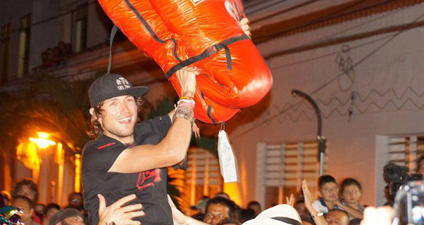 Aaron Durogati celebrates in Colombia after winning the PWCA Superfinal 2012. Photo: Aaron Durogati / Facebook