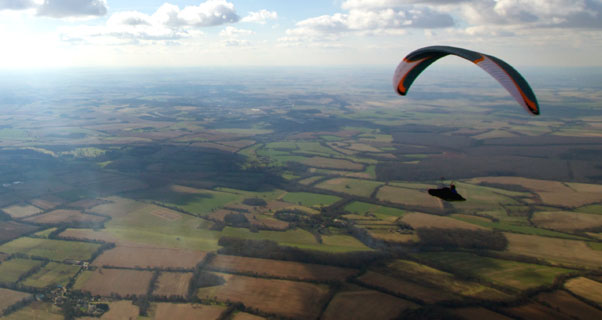 Colin Hawke above the English flatlands. Photo: Jim Mallinson