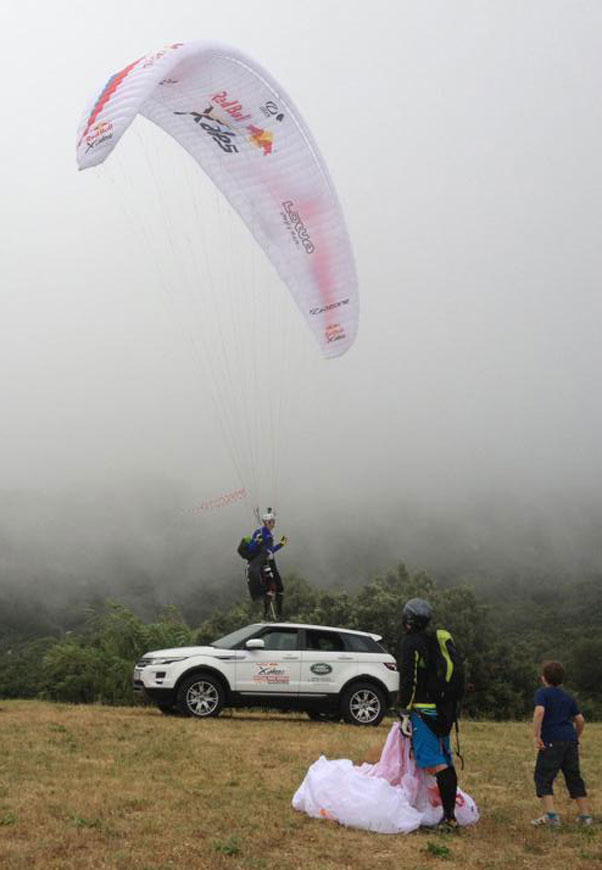 Playing around on launch before the planned fly-down to Monaco harbour. Photo: Red Bull X-Alps / Facebook