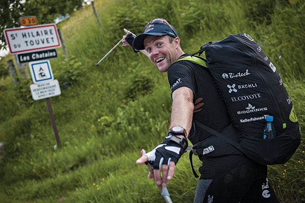 Chrigel Maurer enjoys the race on the hike to St Hilaire du Touvet in the 2013 X-Alps. If you equip yourself with the right skills, and tackle the right challenge, you are almost guaranteed to have fun Photo: Sebastian Marko / Red Bull Content Pool