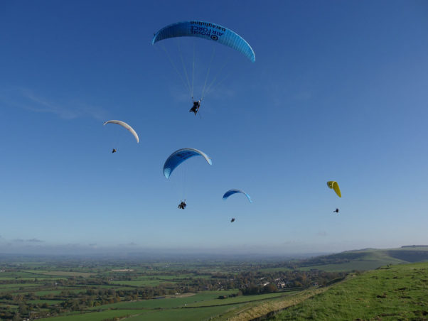 RAF paragliding at Westbury in the UK. Photo: Nik Valiris